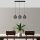Opviq, 942FLG1451, Modern Black Chandelier, Metal Body, Adjustable Height, 69 x 17 x 113 cm | 3 x E27 Socket, IP20 | Stylish Industrial Design for Home & Office