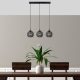 Modern Black Chandelier, Metal Body, Adjustable Height, 69 x 17 x 113 cm | 3 x E27 Socket, IP20 | Stylish Industrial Design for Home & Office