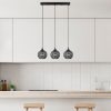 Modern Black Chandelier, Metal Body, Adjustable Height, 69 x 17 x 113 cm | 3 x E27 Socket, IP20 | Stylish Industrial Design for Home & Office