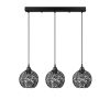 Modern Black Chandelier, Metal Body, Adjustable Height, 69 x 17 x 113 cm | 3 x E27 Socket, IP20 | Stylish Industrial Design for Home & Office