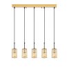 Elegant Shiny Gold Chandelier, Metal Body, 80 x 9 x 121 cm | Adjustable Height, 5 x E27 Sockets, Modern Design for Stylish Home Décor