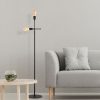 Modern Industrial Floor Lamp, Black Metal Body, 30 x 30 x 160 cm | 2 x E27 Socket, 40W Max, 200 cm Cable | Stylish Lighting for Home & Office