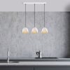 Elegant Scandinavian Chandelier, White & Gold, 62 x 17 x 110 cm | Metal Body, Adjustable Height, 3 x E27 Socket | Modern Lighting for Home Decor