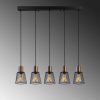 Industrial Chandelier, Black & Antique Finish, 85 x 16 x 115 cm | Metal Body, Adjustable Height, 5 x E27 Socket | Modern Lighting for Home & Office