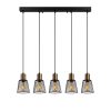 Industrial Chandelier, Black & Antique Finish, 85 x 16 x 115 cm | Metal Body, Adjustable Height, 5 x E27 Socket | Modern Lighting for Home & Office