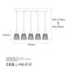 Industrial Chandelier, Black & Antique Finish, 85 x 16 x 115 cm | Metal Body, Adjustable Height, 5 x E27 Socket | Modern Lighting for Home & Office