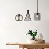 Industrial Chandelier with Metal Body, Adjustable Height 49-129 cm, Black & Antique Finish, 3 x E27 Sockets, Perfect for Modern Home Decor