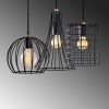 Industrial Chandelier with Metal Body, Adjustable Height 49-129 cm, Black & Antique Finish, 3 x E27 Sockets, Perfect for Modern Home Decor