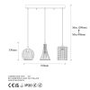 Industrial Chandelier with Metal Body, Adjustable Height 49-129 cm, Black & Antique Finish, 3 x E27 Sockets, Perfect for Modern Home Decor