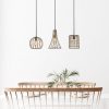 Elegant Copper Chandelier, Adjustable Height 91 x 25 x 49-129 cm, Metal Body, 3 x E27 Sockets, Antique Finish, Perfect for Modern Spaces