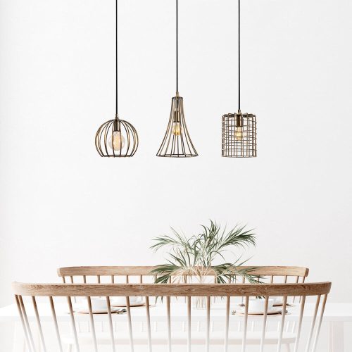 Elegant Copper Chandelier, Adjustable Height 91 x 25 x 49-129 cm, Metal Body, 3 x E27 Sockets, Antique Finish, Perfect for Modern Spaces