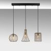 Elegant Copper Chandelier, Adjustable Height 91 x 25 x 49-129 cm, Metal Body, 3 x E27 Sockets, Antique Finish, Perfect for Modern Spaces