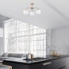 Elegant Copper Chandelier, 56 x 56 x 43 cm, Adjustable Height, Metal Body & Glass Cap, 3 x E14 Socket, Vintage Scandinavian Design, Bulb Not Included