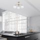 Elegant Copper Chandelier, 56 x 56 x 43 cm, Adjustable Height, Metal Body & Glass Cap, 3 x E14 Socket, Vintage Scandinavian Design, Bulb Not Included
