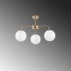 Elegant Copper Chandelier, 56 x 56 x 43 cm, Adjustable Height, Metal Body & Glass Cap, 3 x E14 Socket, Vintage Scandinavian Design, Bulb Not Included