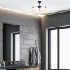 Modern Industrial Chandelier, Black & Cream, 56 x 56 x 43 cm | Metal Body, Adjustable Height, 3 x E14 Socket | Stylish Lighting for Home & Office