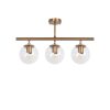 Elegant Vintage Chandelier, Metal Body & Glass Cap, 60 x 15 cm, 40 cm Height | 3 x E14 Socket, Copper Finish | Perfect for Modern Glam & Scandinavian Decor