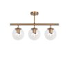 Elegant Vintage Chandelier, Metal Body & Glass Cap, 60 x 15 cm, 40 cm Height | 3 x E14 Socket, Copper Finish | Perfect for Modern Glam & Scandinavian Decor