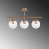 Elegant Vintage Chandelier, Metal Body & Glass Cap, 60 x 15 cm, 40 cm Height | 3 x E14 Socket, Copper Finish | Perfect for Modern Glam & Scandinavian Decor