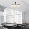 Modern Chandelier with Metal Body & Glass Cap, Black & Cream, 60 x 15 cm | 3 x E27 Socket, IP20 | Stylish Industrial & Scandinavian Design for Home