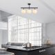 Modern Chandelier with Metal Body & Glass Cap, Black & Cream, 60 x 15 cm | 3 x E27 Socket, IP20 | Stylish Industrial & Scandinavian Design for Home