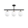 Modern Chandelier with Metal Body & Glass Cap, Black & Cream, 60 x 15 cm | 3 x E27 Socket, IP20 | Stylish Industrial & Scandinavian Design for Home
