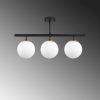 Modern Chandelier with Metal Body & Glass Cap, Black & Cream, 60 x 15 cm | 3 x E27 Socket, IP20 | Stylish Industrial & Scandinavian Design for Home