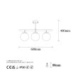 Modern Chandelier with Metal Body & Glass Cap, Black & Cream, 60 x 15 cm | 3 x E27 Socket, IP20 | Stylish Industrial & Scandinavian Design for Home
