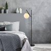 Modern Floor Lamp with Metal Body & Glass Cap, Black & Cream, 31 x 45 x 152 cm | E14 Socket, 40W Max, 200 cm Cable | Stylish Industrial & Scandinavian Design