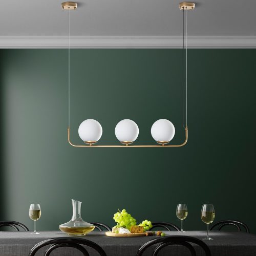 Elegant Gold Chandelier, Adjustable Height 20-110 cm, Metal Body, 3 x E14 Sockets, 15 cm Cap Diameter, Perfect for Modern Spaces, IP24 Rated.