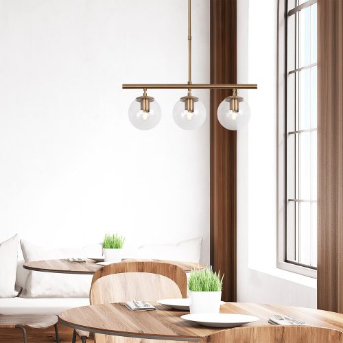 Elegant Vintage Chandelier, Copper Metal Body, 60 x 15 cm, Adjustable Height 43-87 cm, 3 x E14 Socket, Perfect for Modern Glam & Scandinavian Decor