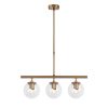 Elegant Vintage Chandelier, Copper Metal Body, 60 x 15 cm, Adjustable Height 43-87 cm, 3 x E14 Socket, Perfect for Modern Glam & Scandinavian Decor