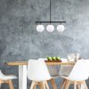 Modern Industrial Chandelier, Black & Antique White, 60 x 15 cm | Adjustable Height 43-87 cm | Metal Body, Glass Cap, 3 x E14 Socket | Stylish Lighting for Home