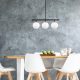 Modern Industrial Chandelier, Black & Antique White, 60 x 15 cm | Adjustable Height 43-87 cm | Metal Body, Glass Cap, 3 x E14 Socket | Stylish Lighting for Home