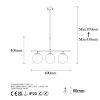 Modern Industrial Chandelier, Black & Antique White, 60 x 15 cm | Adjustable Height 43-87 cm | Metal Body, Glass Cap, 3 x E14 Socket | Stylish Lighting for Home
