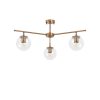 Elegant Vintage Chandelier, Metal Body & Glass Cap, 70 x 70 cm, 39 cm Height | 3 x E14 Socket, Copper Finish | Modern Glam for Home Décor