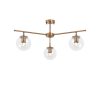 Elegant Vintage Chandelier, Metal Body & Glass Cap, 70 x 70 cm, 39 cm Height | 3 x E14 Socket, Copper Finish | Modern Glam for Home Décor