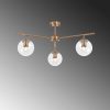 Elegant Vintage Chandelier, Metal Body & Glass Cap, 70 x 70 cm, 39 cm Height | 3 x E14 Socket, Copper Finish | Modern Glam for Home Décor