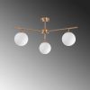 Elegant Vintage Chandelier, Metal Body & Glass Cap, 70 x 70 cm, 39 cm Height | 3 x E14 Socket, Copper Finish | Modern Glam for Home Décor
