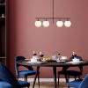 Modern Industrial Chandelier, Black & Cream, Adjustable Height 81 x 15 x 36-76 cm | Metal Body, Glass Cap, 4 x E14 Socket | Stylish Lighting for Home & Office