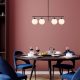 Modern Industrial Chandelier, Black & Cream, Adjustable Height 81 x 15 x 36-76 cm | Metal Body, Glass Cap, 4 x E14 Socket | Stylish Lighting for Home & Office