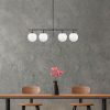 Modern Industrial Chandelier, Black & Cream, Adjustable Height 81 x 15 x 36-76 cm | Metal Body, Glass Cap, 4 x E14 Socket | Stylish Lighting for Home & Office