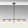 Modern Industrial Chandelier, Black & Cream, Adjustable Height 81 x 15 x 36-76 cm | Metal Body, Glass Cap, 4 x E14 Socket | Stylish Lighting for Home & Office