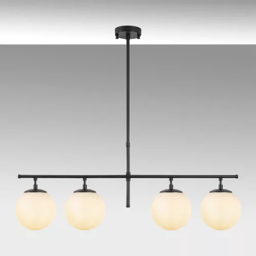 Opviq, 942FLG1234, Modern industrial chandelier, black-cream, adjustable height 81 x 15 x 36-76 cm | Metal housing, glass cap | Stylish lighting for home and office use