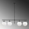 Modern Industrial Chandelier, Black & Cream, Adjustable Height 81 x 15 x 36-76 cm | Metal Body, Glass Cap, 4 x E14 Socket | Stylish Lighting for Home & Office