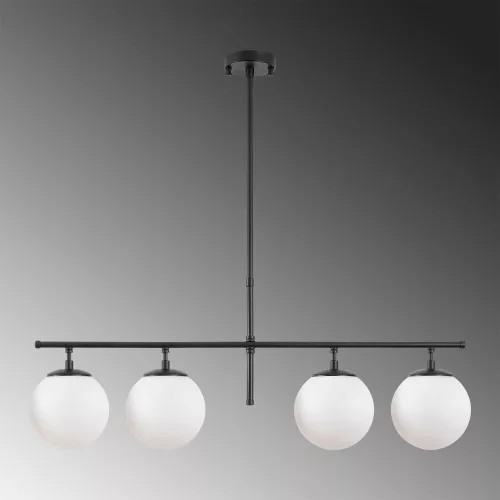 Opviq, 942FLG1234, Modern industrial chandelier, black-cream, adjustable height 81 x 15 x 36-76 cm | Metal housing, glass cap | Stylish lighting for home and office use