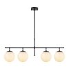Modern Industrial Chandelier, Black & Cream, Adjustable Height 81 x 15 x 36-76 cm | Metal Body, Glass Cap, 4 x E14 Socket | Stylish Lighting for Home & Office