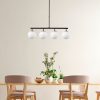 Modern Industrial Chandelier, Black & Gold, Adjustable Height 70 x 15 x 43-87 cm | Metal Body, Glass Cap, 4 x E14 Socket | Stylish Scandinavian Design