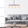Modern Industrial Chandelier, Black & Gold, Adjustable Height 70 x 15 x 43-87 cm | Metal Body, Glass Cap, 4 x E14 Socket | Stylish Scandinavian Design