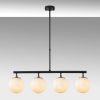 Modern Industrial Chandelier, Black & Gold, Adjustable Height 70 x 15 x 43-87 cm | Metal Body, Glass Cap, 4 x E14 Socket | Stylish Scandinavian Design